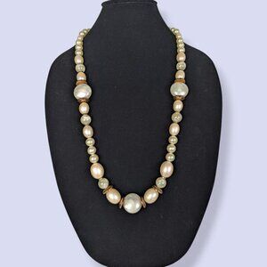 Vintage Lucite Moonglow & Glass Pearl Necklace